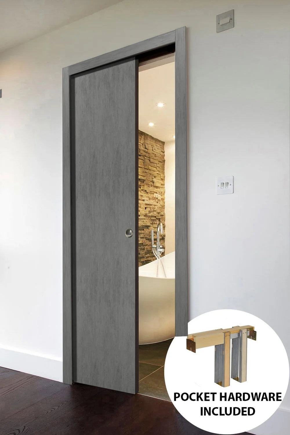 Sliding French Pocket Door 36 x 84 inches Solid Wood Interior Door A357