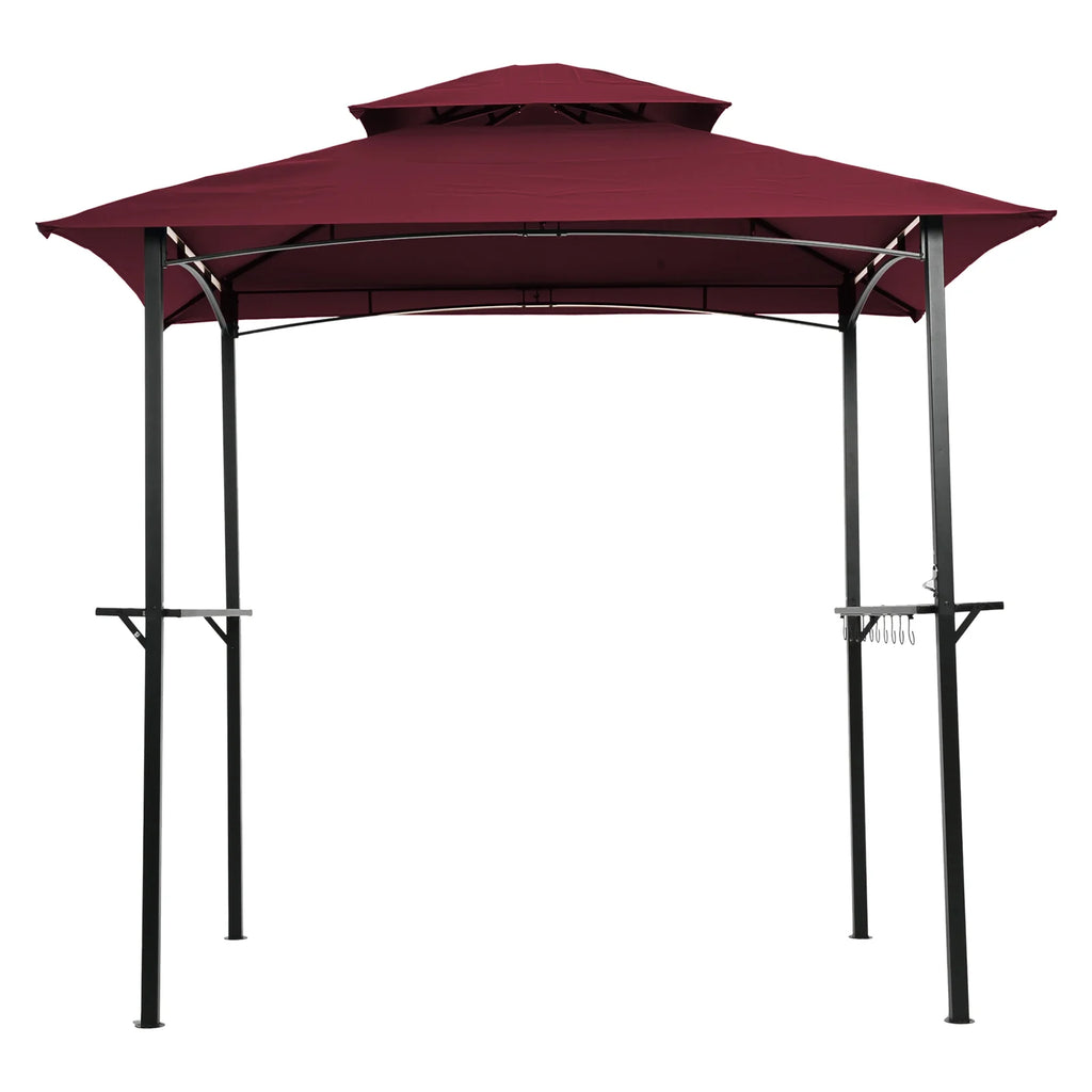 Burgundy Steel Frame Outdoor Grill Gazebo with Canopy V241
