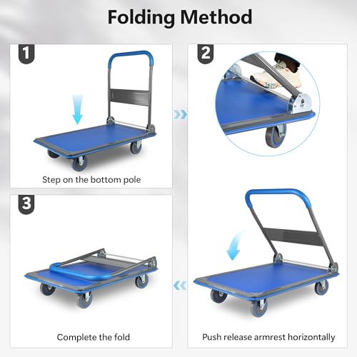 Foldable Push Cart Dolly 330 lbs. Capacity Hand Truck H8715
