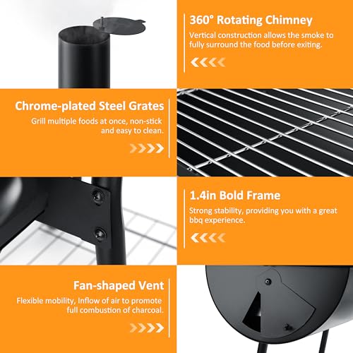 13 Pcs Charcoal Grill with Offset Smoker H29038