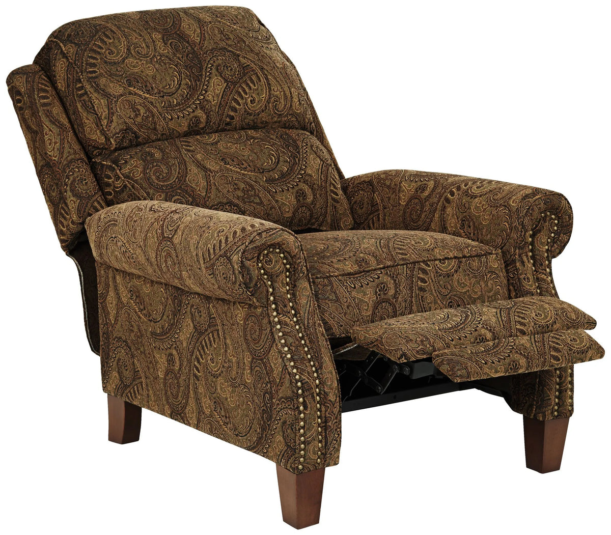 Warm Brown Paisley Patterned Fabric Recliner Chair X94940