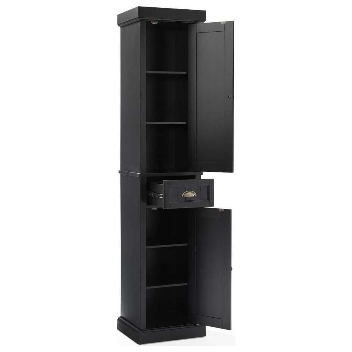 Distressed Black Wood Linen Cabinet E24619