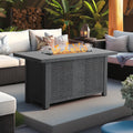 42 inch 50,000 BTU Rectangle Propane Gas Fire Pit Table with Lid, Glass Wind Guard, Waterproof Cover, Lava Rocks - Steel D570625