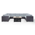 6Pc Outdoor Wicker Sectional Set with Fire Table White/Brown I493375