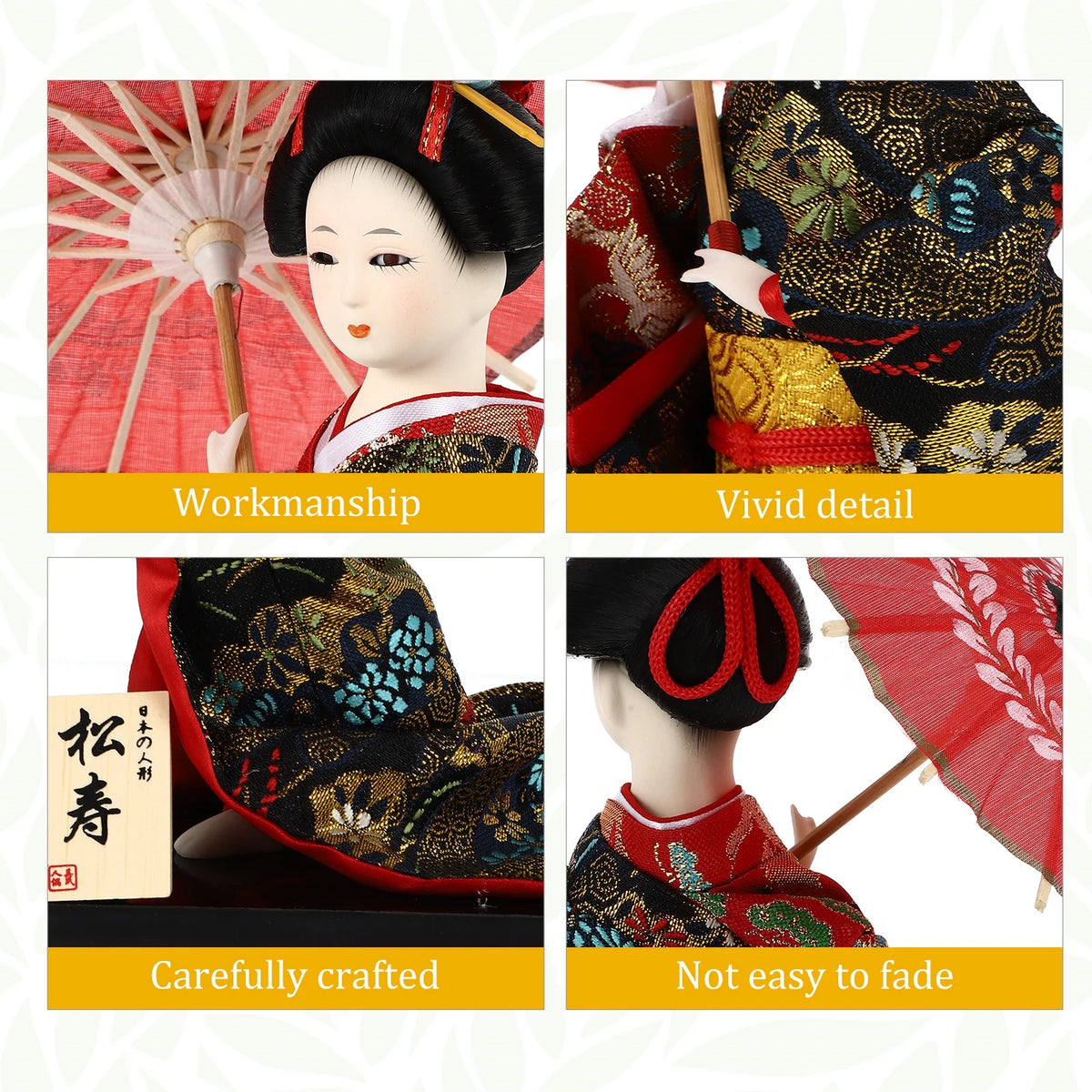 2 Count Japanese Geisha Wooden Doll Figurines Z434581