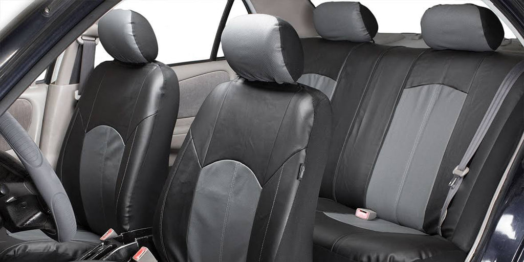 Blue Perforated Leatherette Car Seat Covers N556