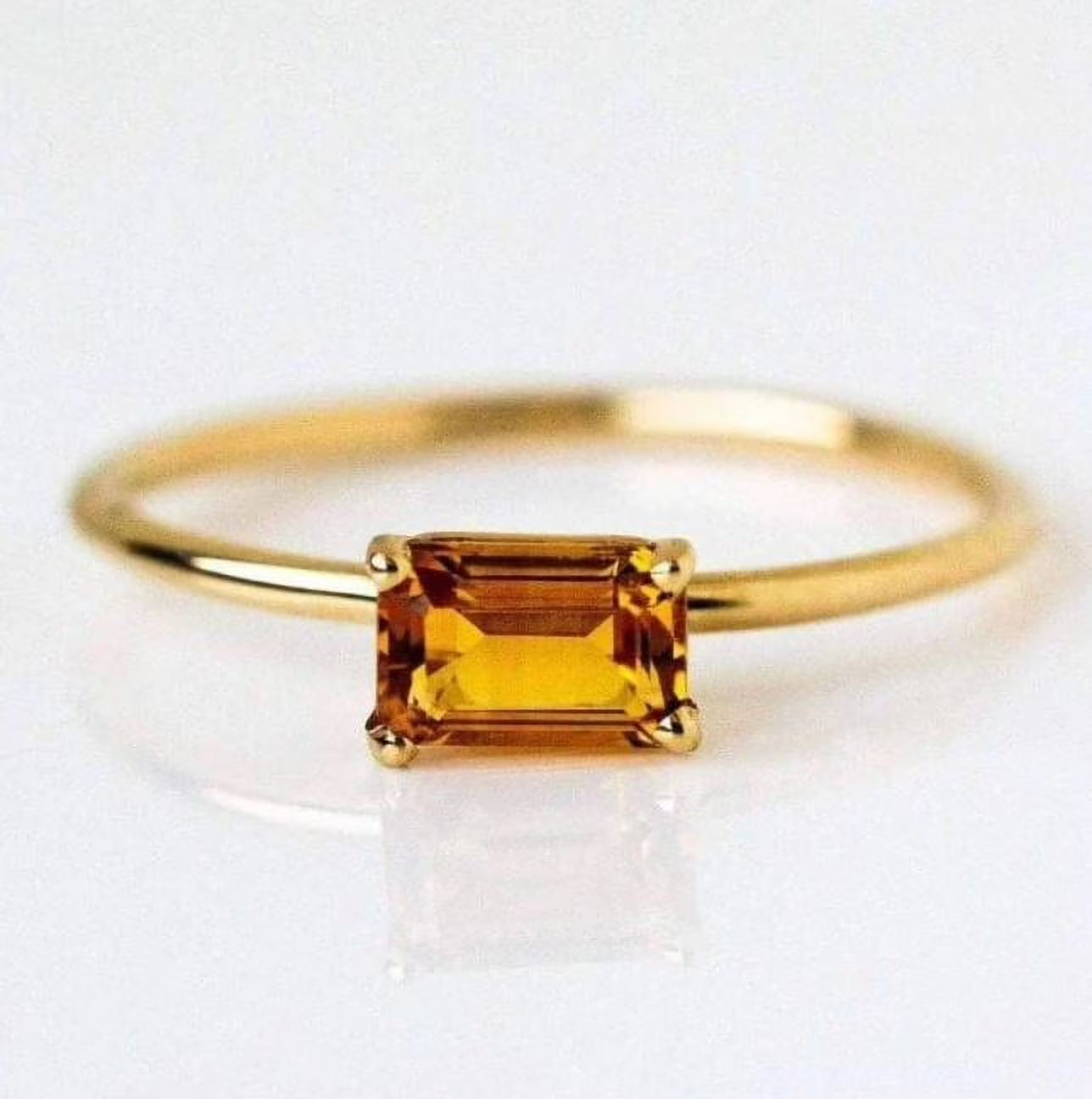 Dainty Stacking Ring 925 Sterling Silver Yellow Gold Plated Gemstone Jewelry P851046