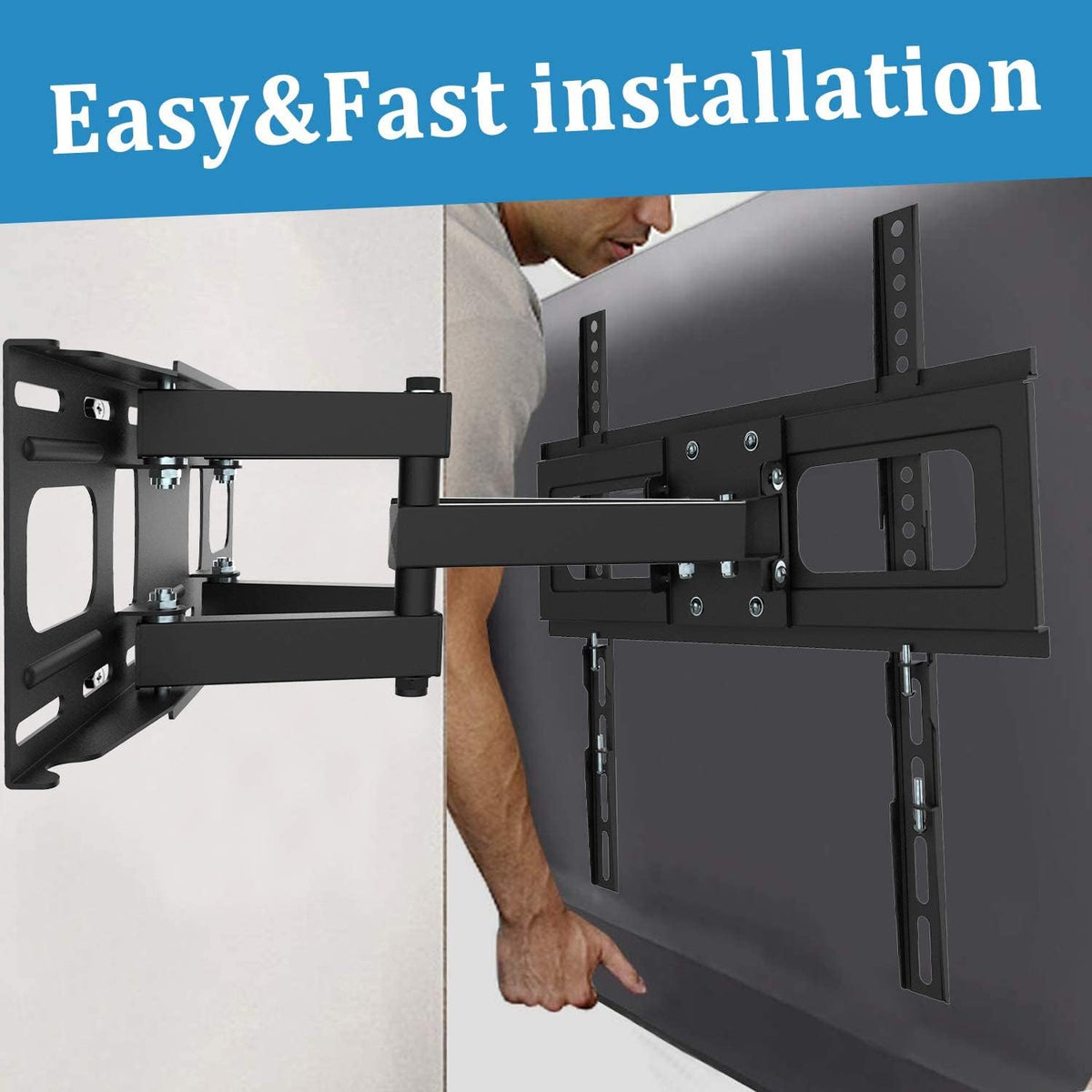 TV Wall Mount Full Motion TV Bracket with Articulating Dual Arms Tilt Swivel 14" Extend, VESA 400x400mm, Pack of 2 E5182