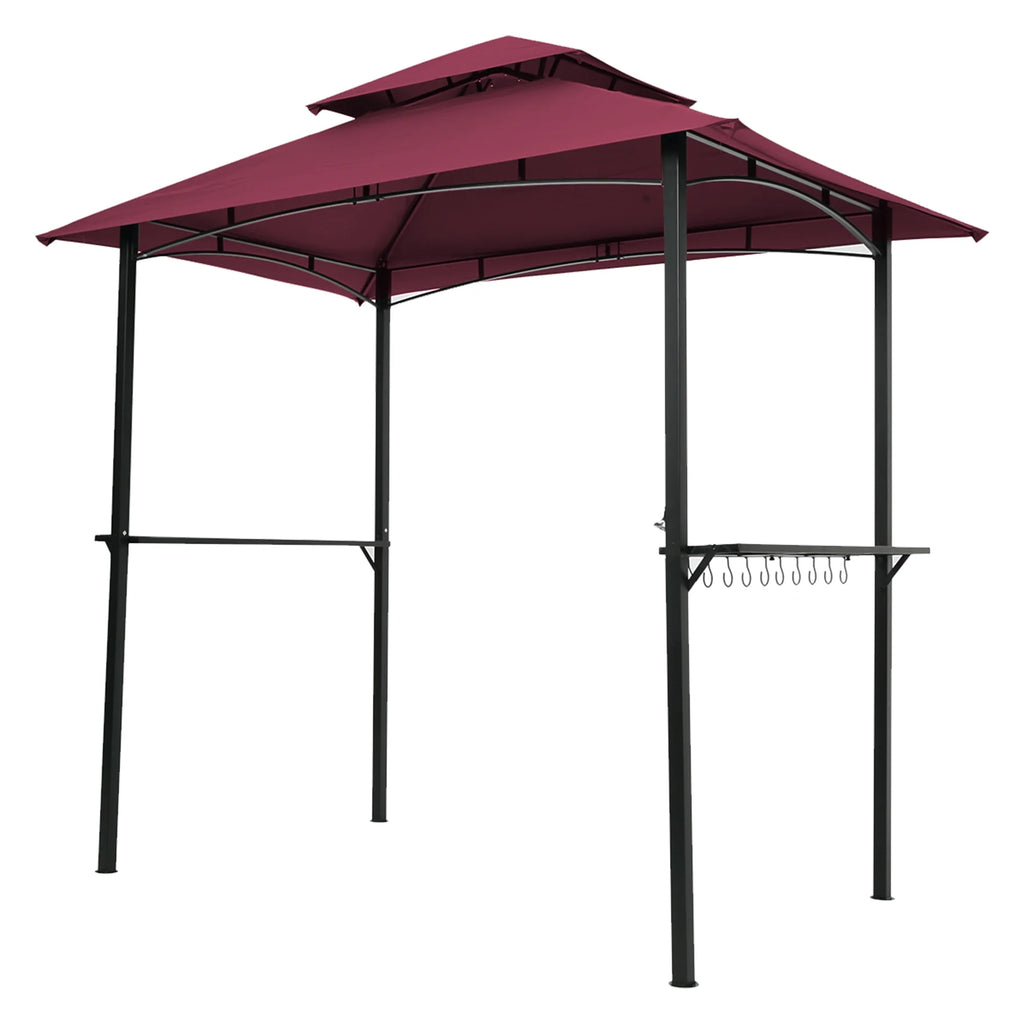 Burgundy Steel Frame Outdoor Grill Gazebo with Canopy V241