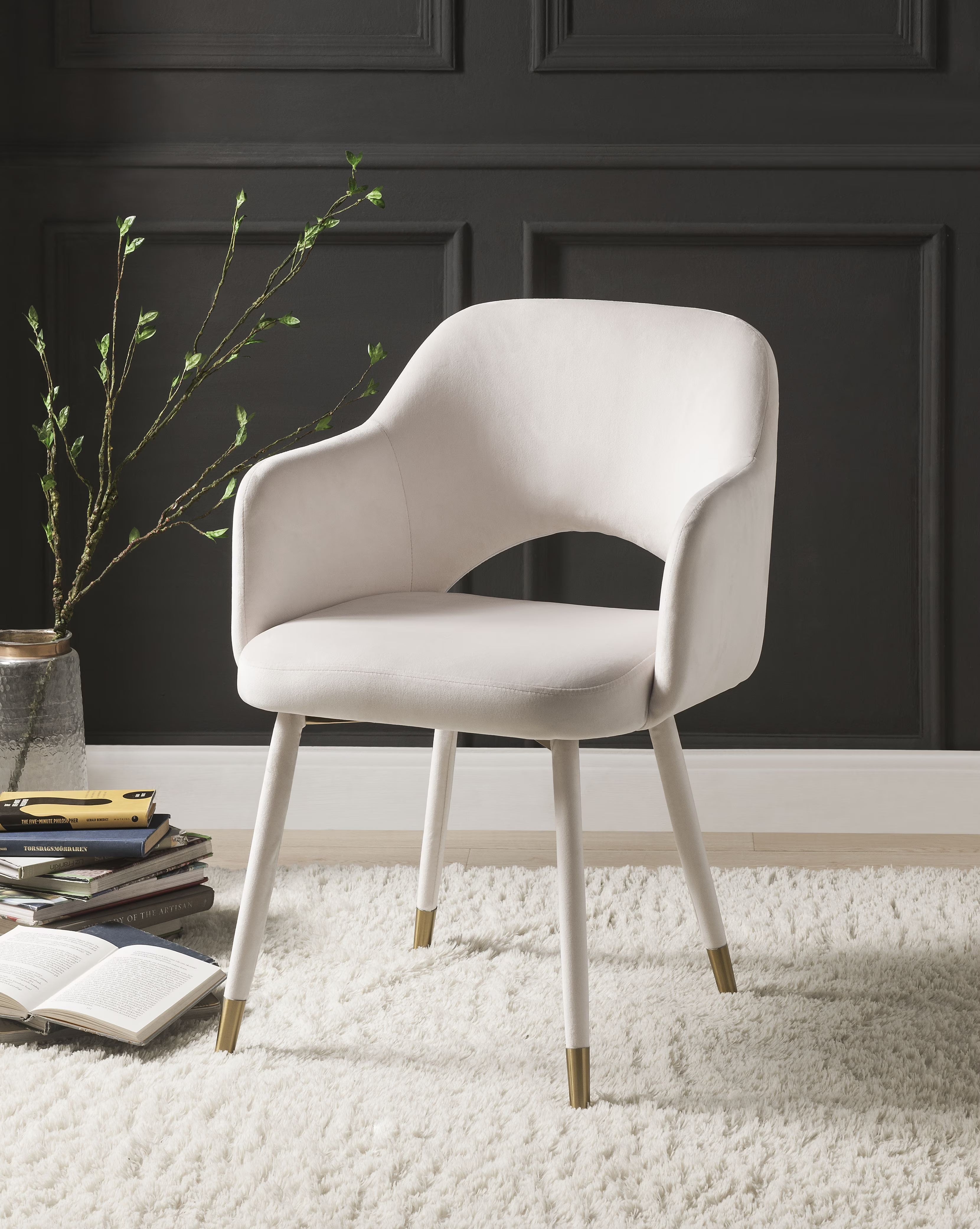 Cream Velvet Accent Chair A558