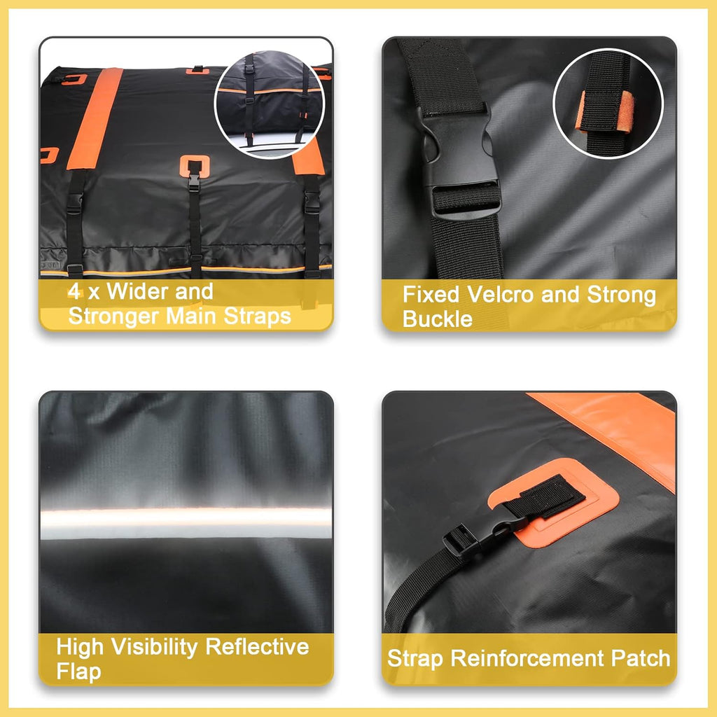 Car Rooftop Carrier Soft Cargo Box 20 Cubic Feet Waterproof Roof Bag with Reflective Strip H515401