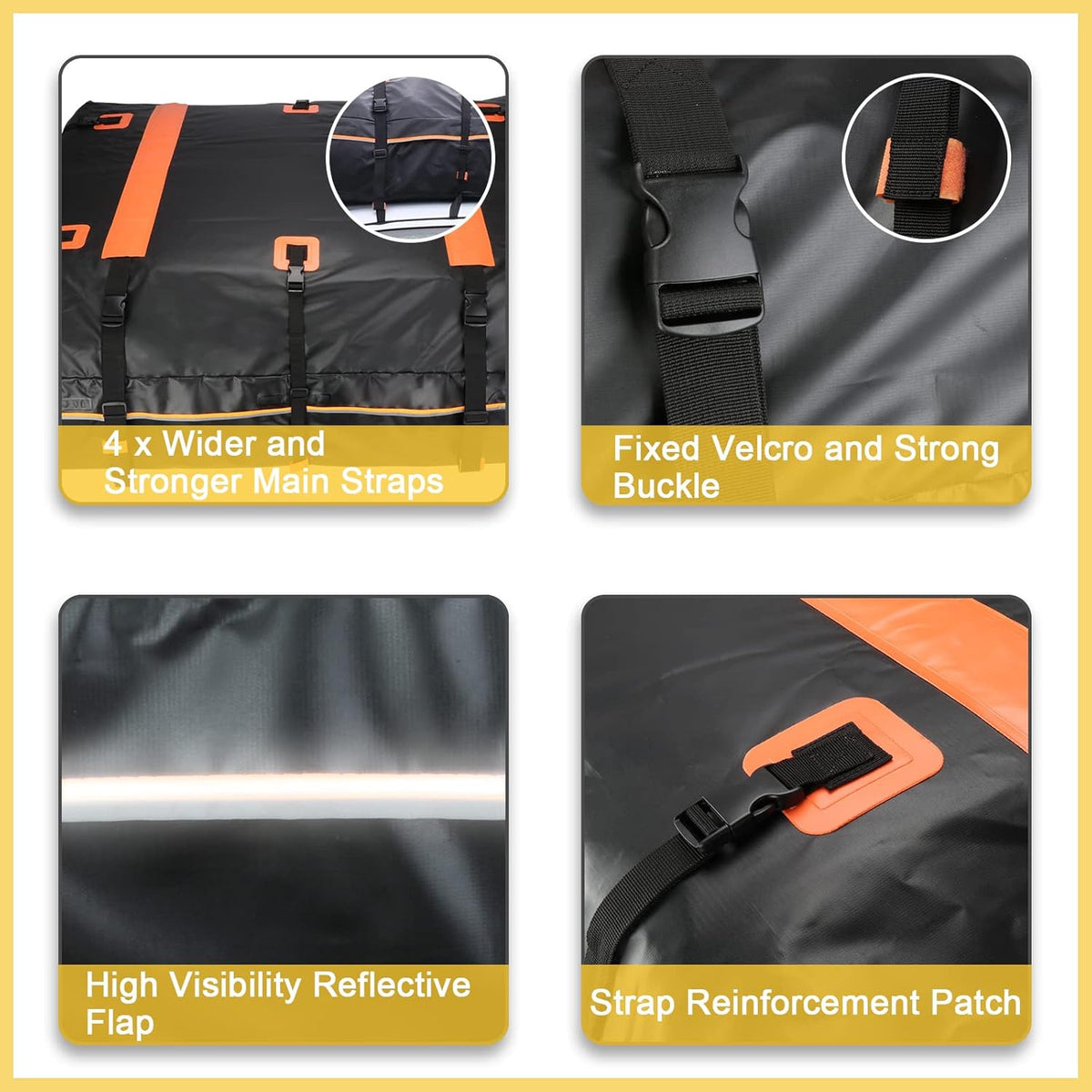 Car Rooftop Carrier Soft Cargo Box 20 Cubic Feet Waterproof Roof Bag with Reflective Strip H515401
