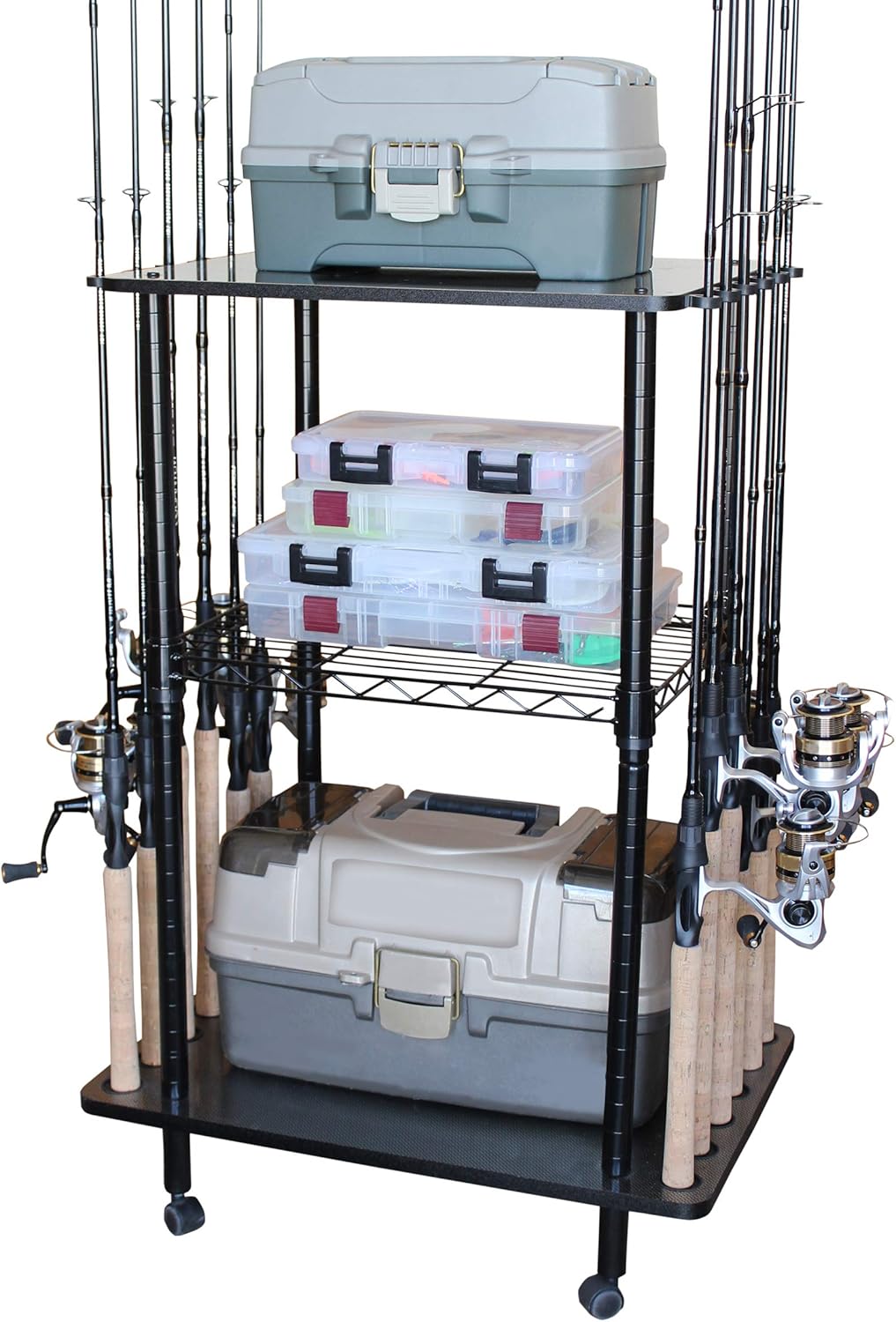 Black 12 Fishing Rod Tackle Cart X4128