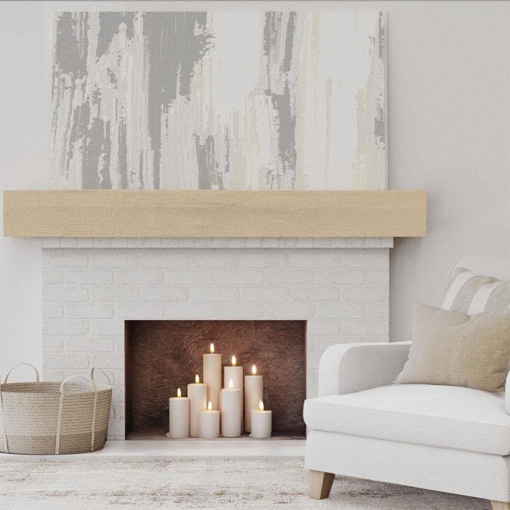 Rough Sawn Faux Wood Fireplace Mantel, Natural Pine Q8463