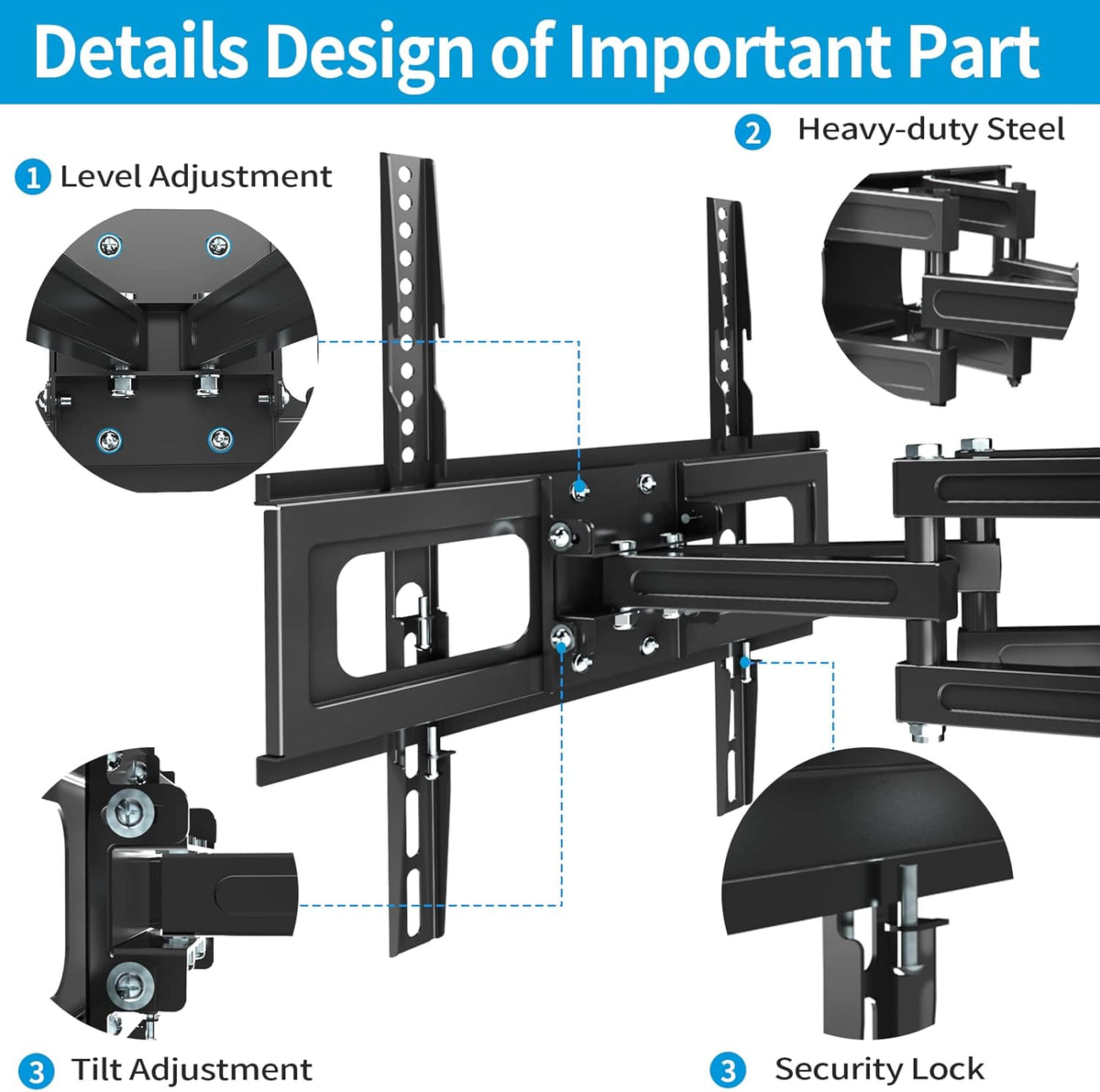 TV Wall Mount Full Motion TV Bracket with Articulating Dual Arms Tilt Swivel 14" Extend, VESA 400x400mm, Pack of 2 E5182