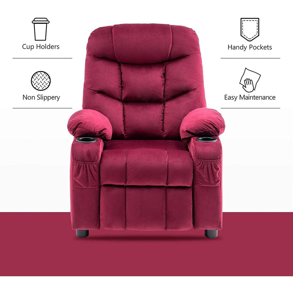 Velvet Recliner Chair with Cup Holders W84887