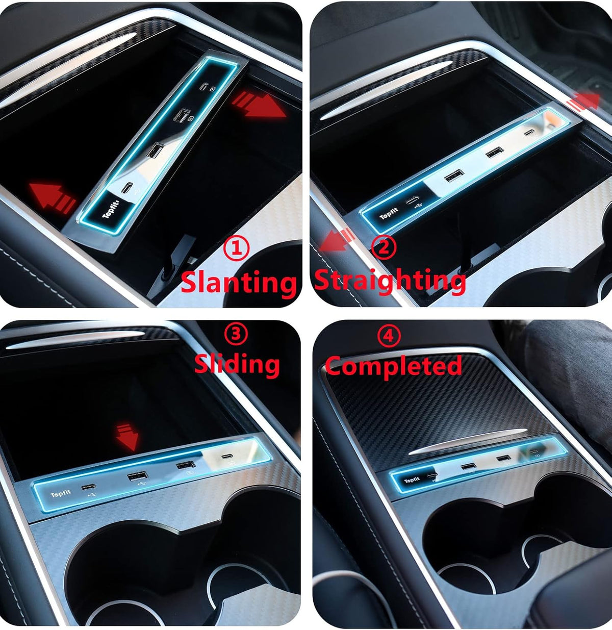 4 in 1 USB Hub Center Console Adapter, Black Pack of 2 M660