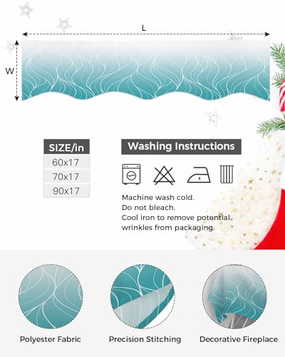 Ombre Teal Blue White Striped Mantel Runner 60 x 17 Inches P337456