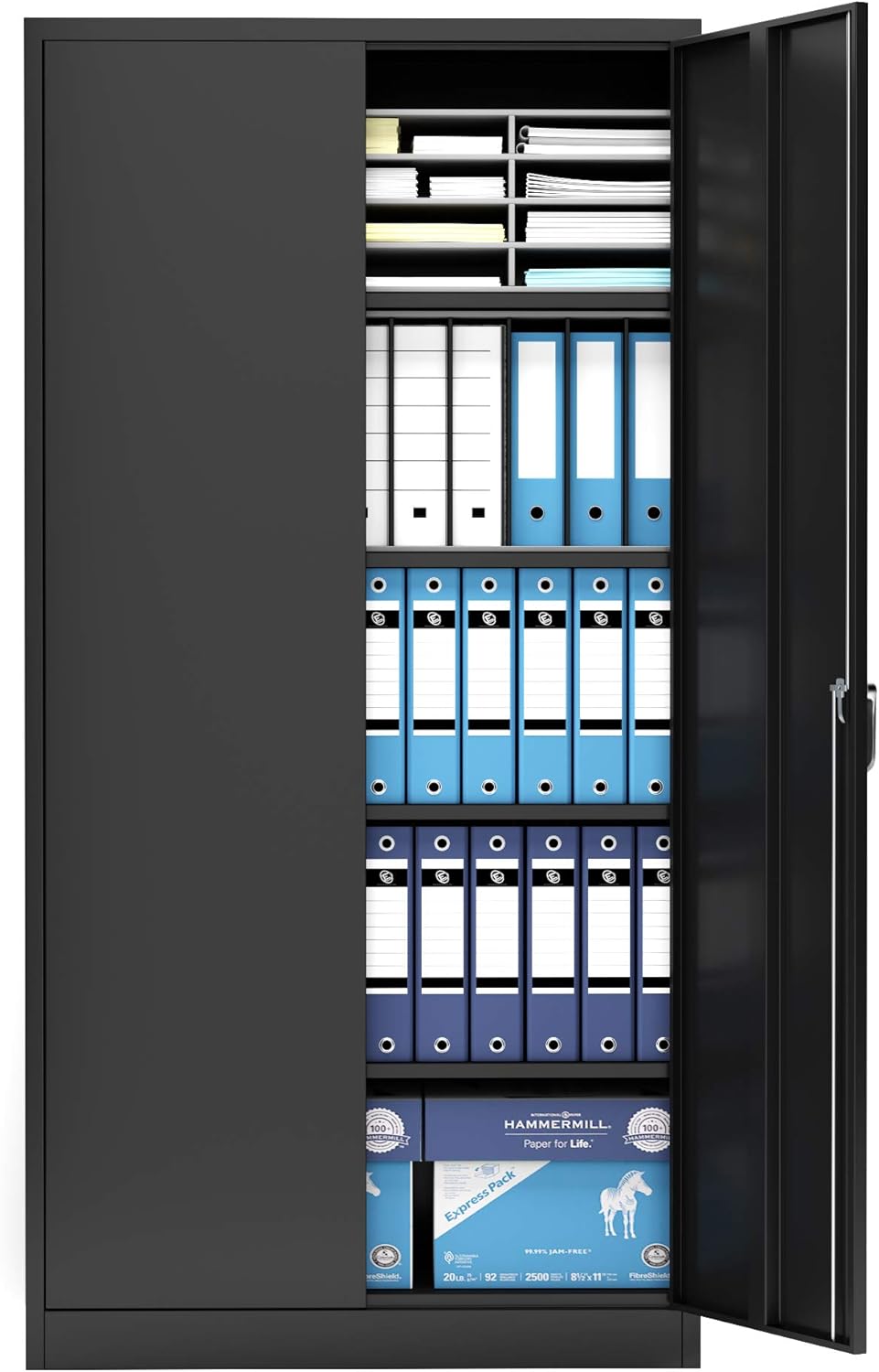 Black Steel Storage Cabinet with 2 Doors and 4 Adjustable Shelves C7761
