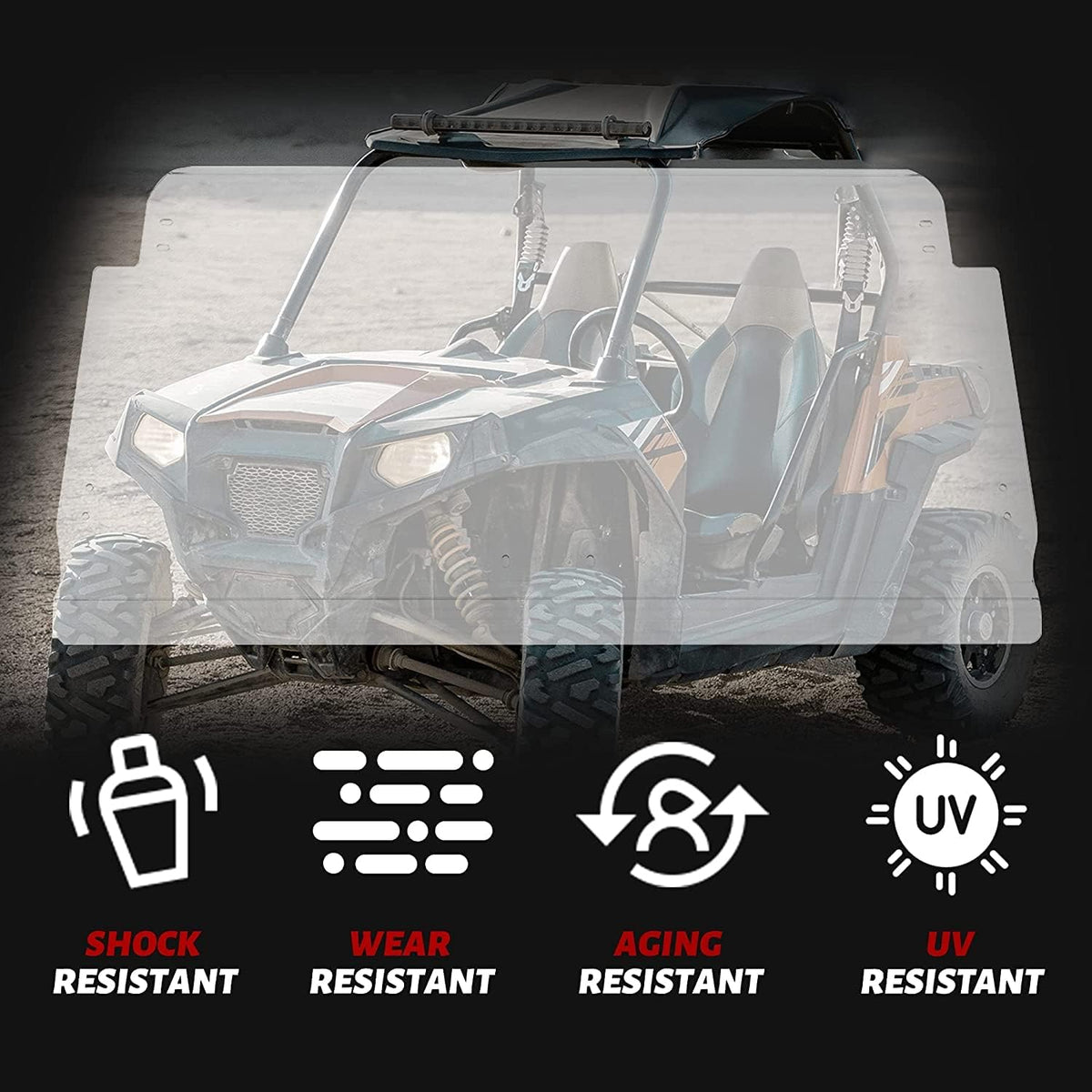 3-IN-1 Front Windscreen Folding Down Flip Clear Vented J53028