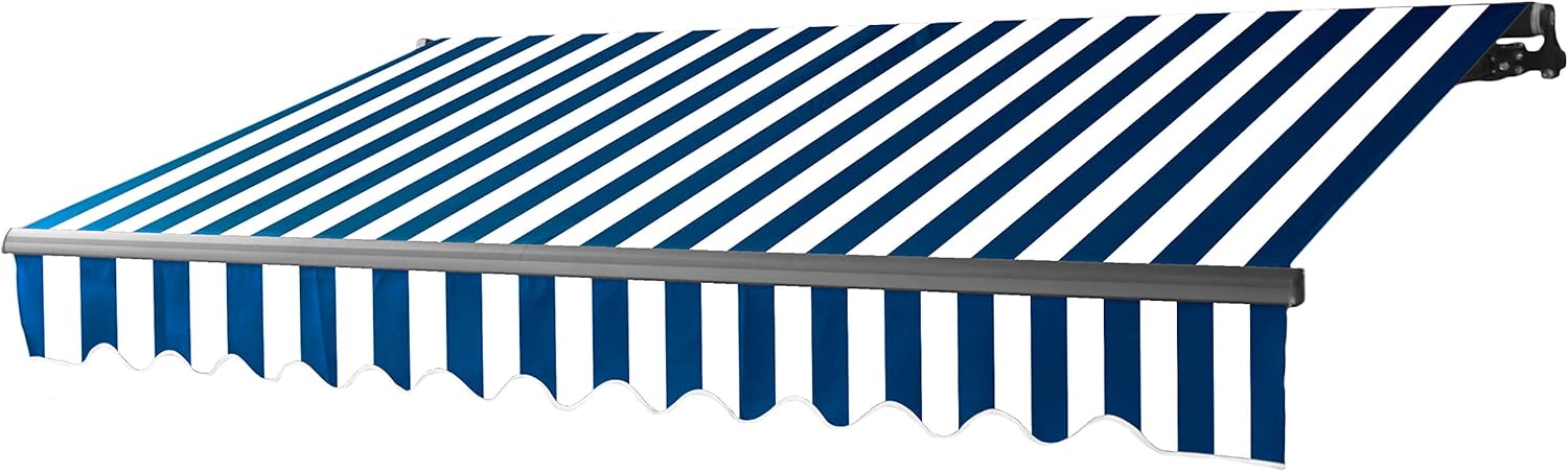 Red/White Stripes Retractable Motorized Patio Awning X39327