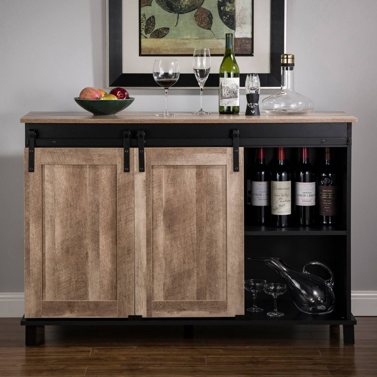 Black/Walnut Storage Cabinet Sideboard S796