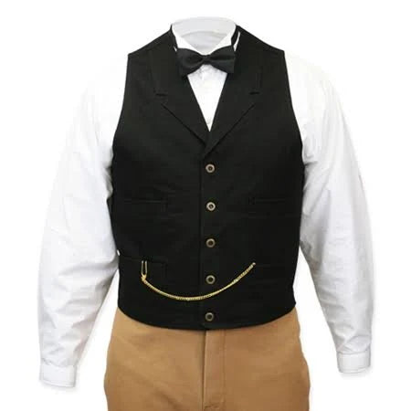 Black Cotton Notch Collar Work Vest H14716