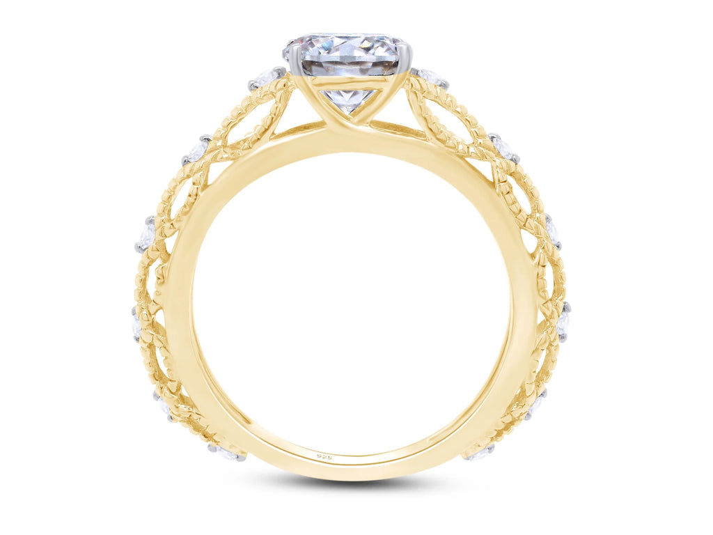 Twisted Solitaire Engagement Ring In 14K Yellow Gold Over Sterling Silver A614