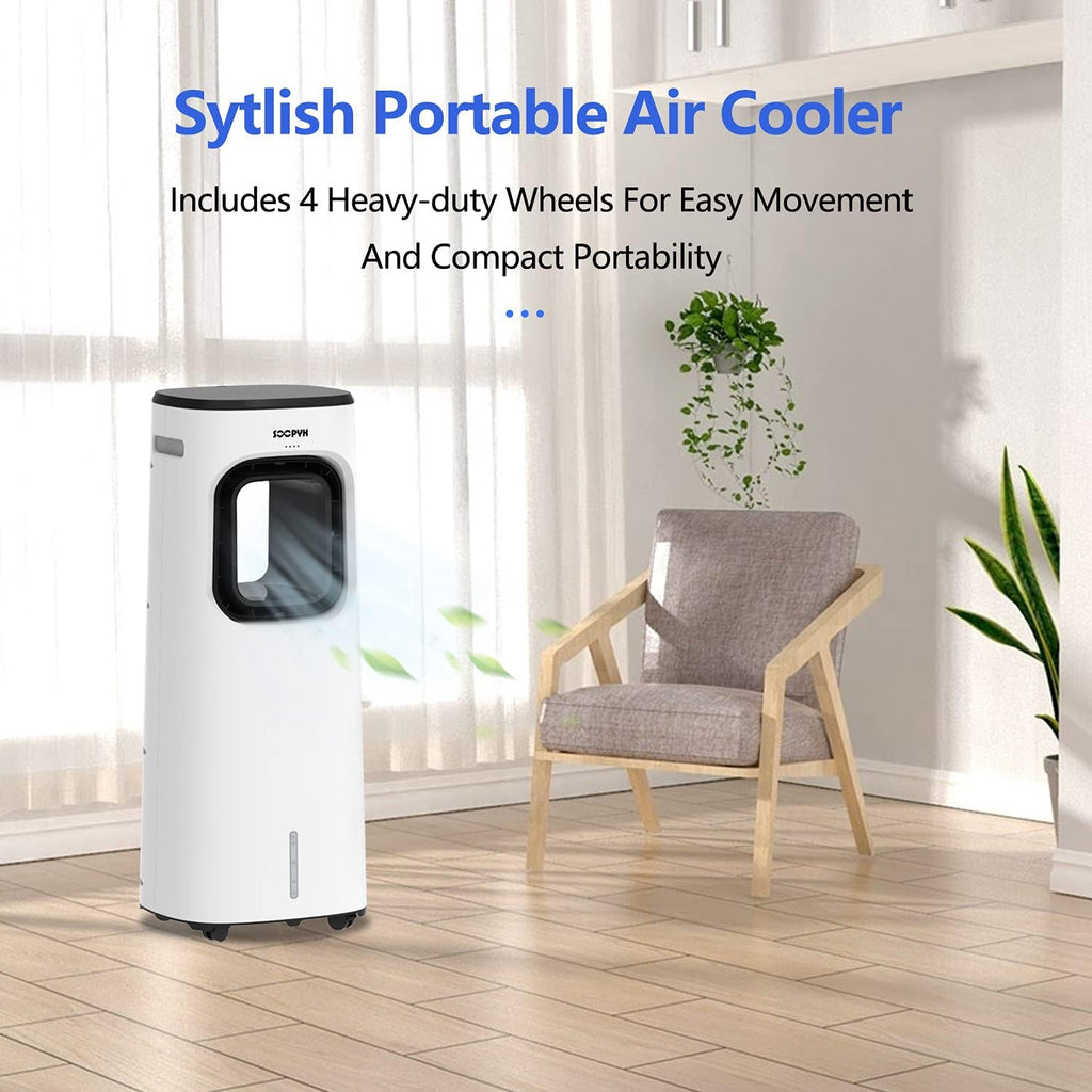 Evaporative Bladeless Cooler Fan with Humidifier, 3 Wind Speeds, 4 Modes Z475575