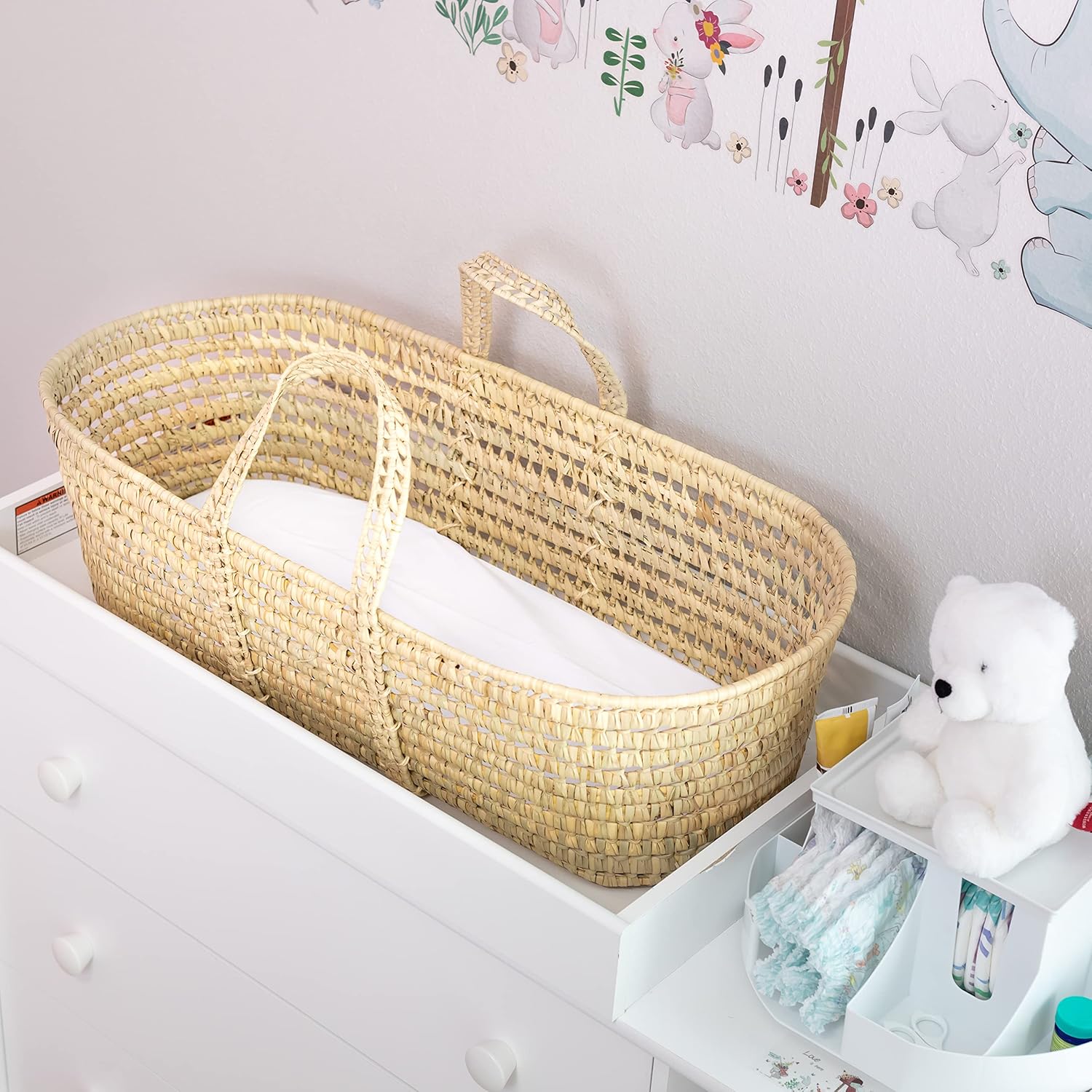 Natural Wicker Moses Basket with Mattress and Sheet I605738