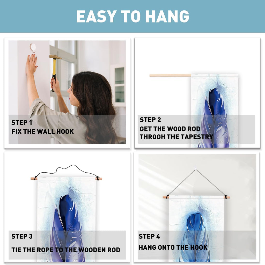 2 Pack Blue Feather Tapestry with Tassels G263148