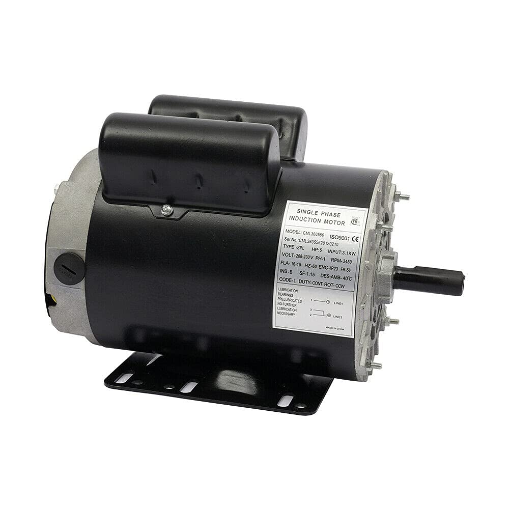 5 HP SPL 3450 RPM Air Compressor 60 Hz Electric Motor 208-230 Volts J7555