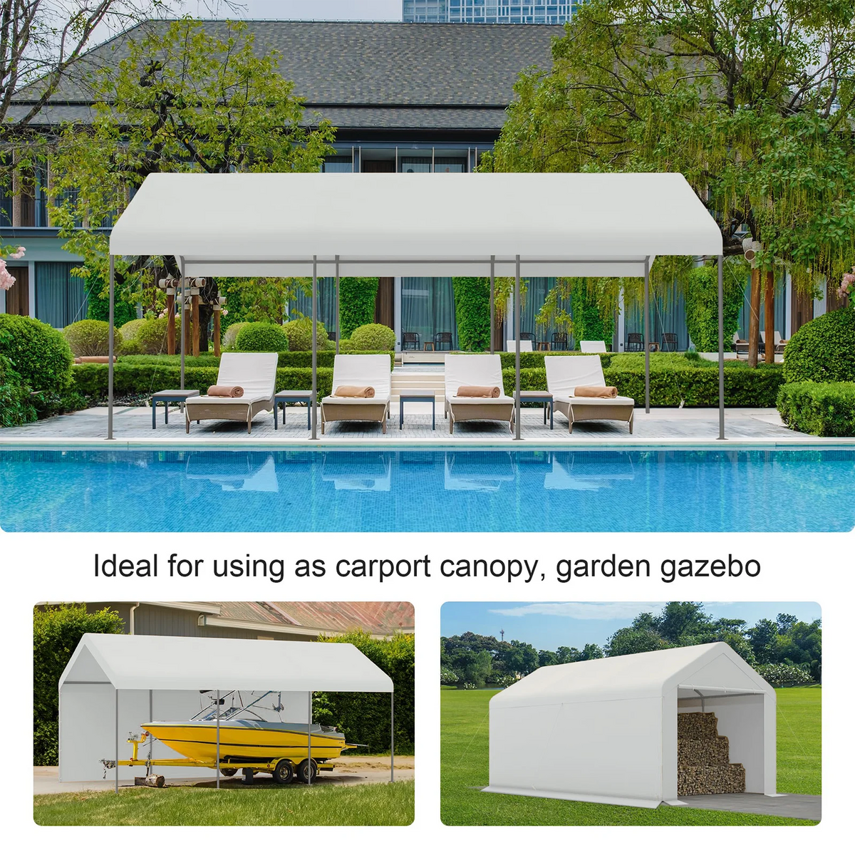 Heavy Duty Car Canopy 10'x20' with Removable Sidewalls & Doors G3498