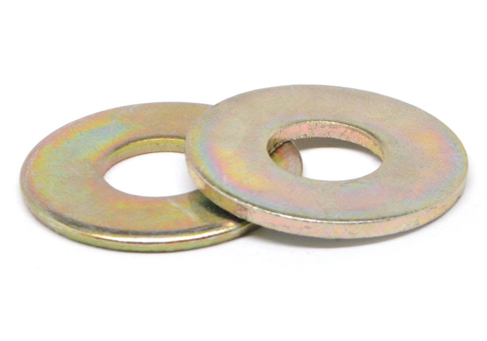 9/16x22 Grade 8 Flat Washer USS Pattern Medium Carbon Steel Yellow Zinc Plated Pk 100 R704179