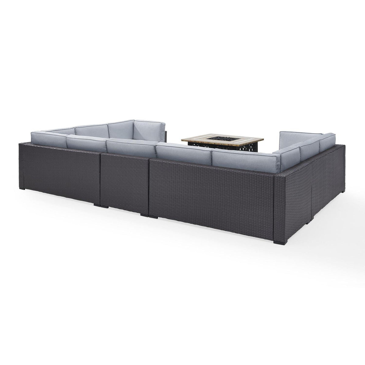 6Pc Outdoor Wicker Sectional Set with Fire Table White/Brown I493375