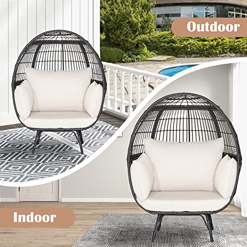 Oversized PE Rattan Egg Chair with Metal Stand and 4 Cushions J513927