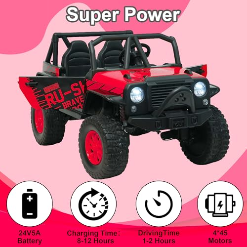 24V 5AH 2 Seater 4WD Electric Ride On Car with Remote Control (Red) U53055