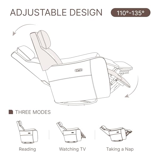 Terracotta Brown Power Leather Swivel Rocker Recliner Sofa J416