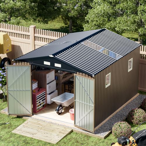 Brown Metal Utility Storage Shed 10 x 12ft V4764