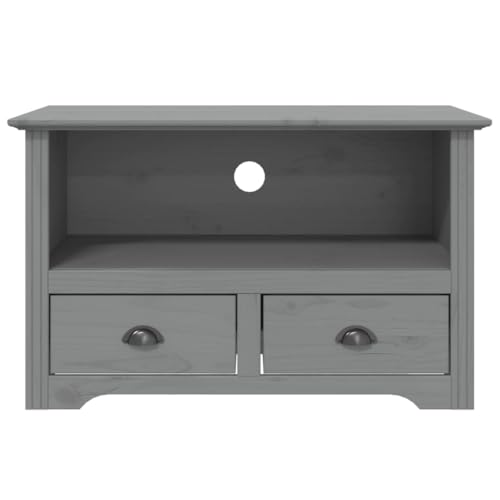 Gray Solid Wood Pine TV Stand with 2 Drawers R806