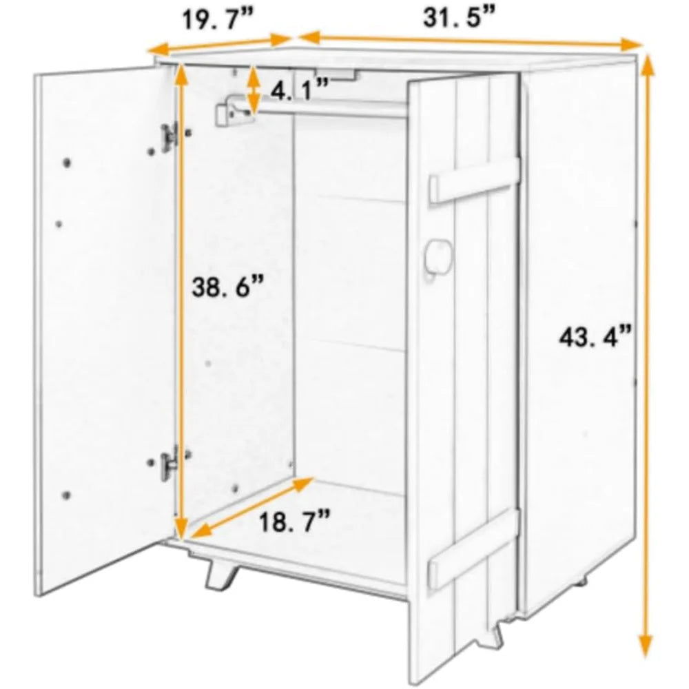 Wooden Wardrobe with Hanging Rods and Doors A7237