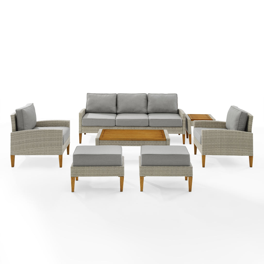 7 Pc Outdoor Wicker Sofa Set Gray U54182