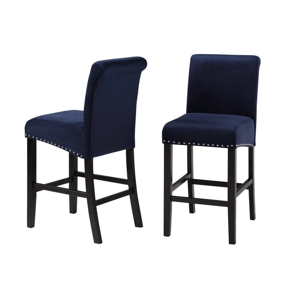 Deep Red Velvet Counter Chair Set of 2 M48279