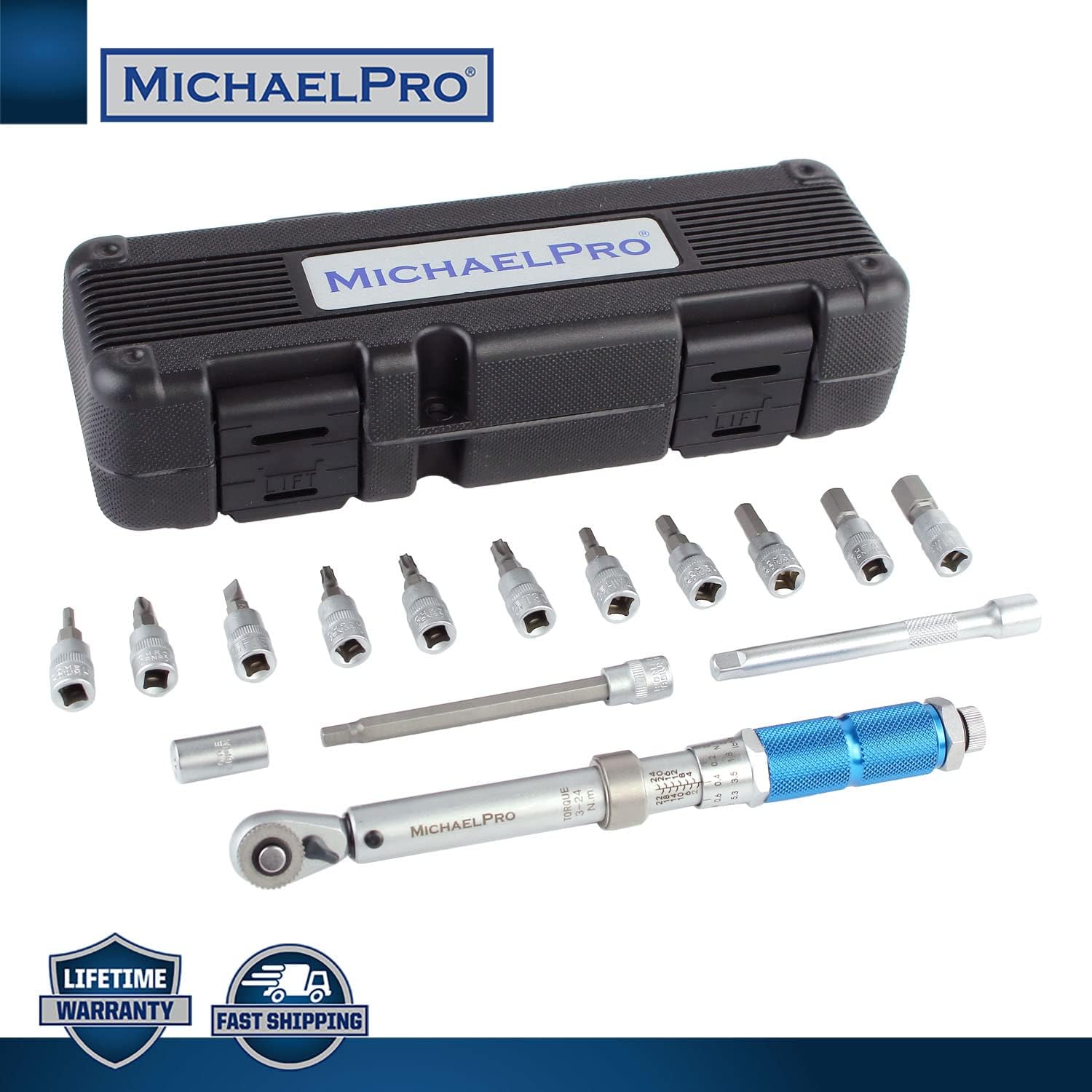 1/4-inch Drive Click Torque Wrench Set with Bits and Extension Bars V95229