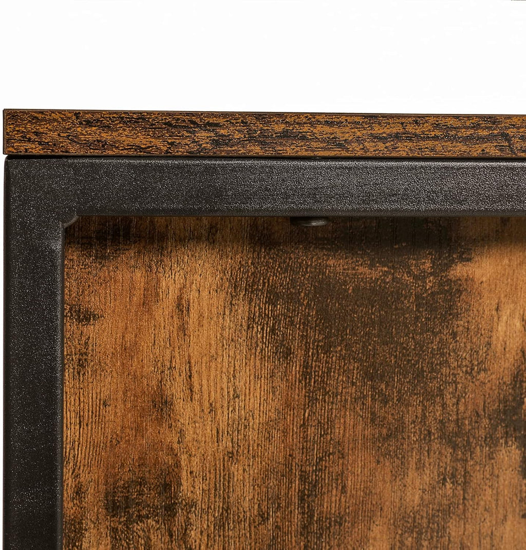 Rustic Brown End Table with Drawer and Mesh Door P23917