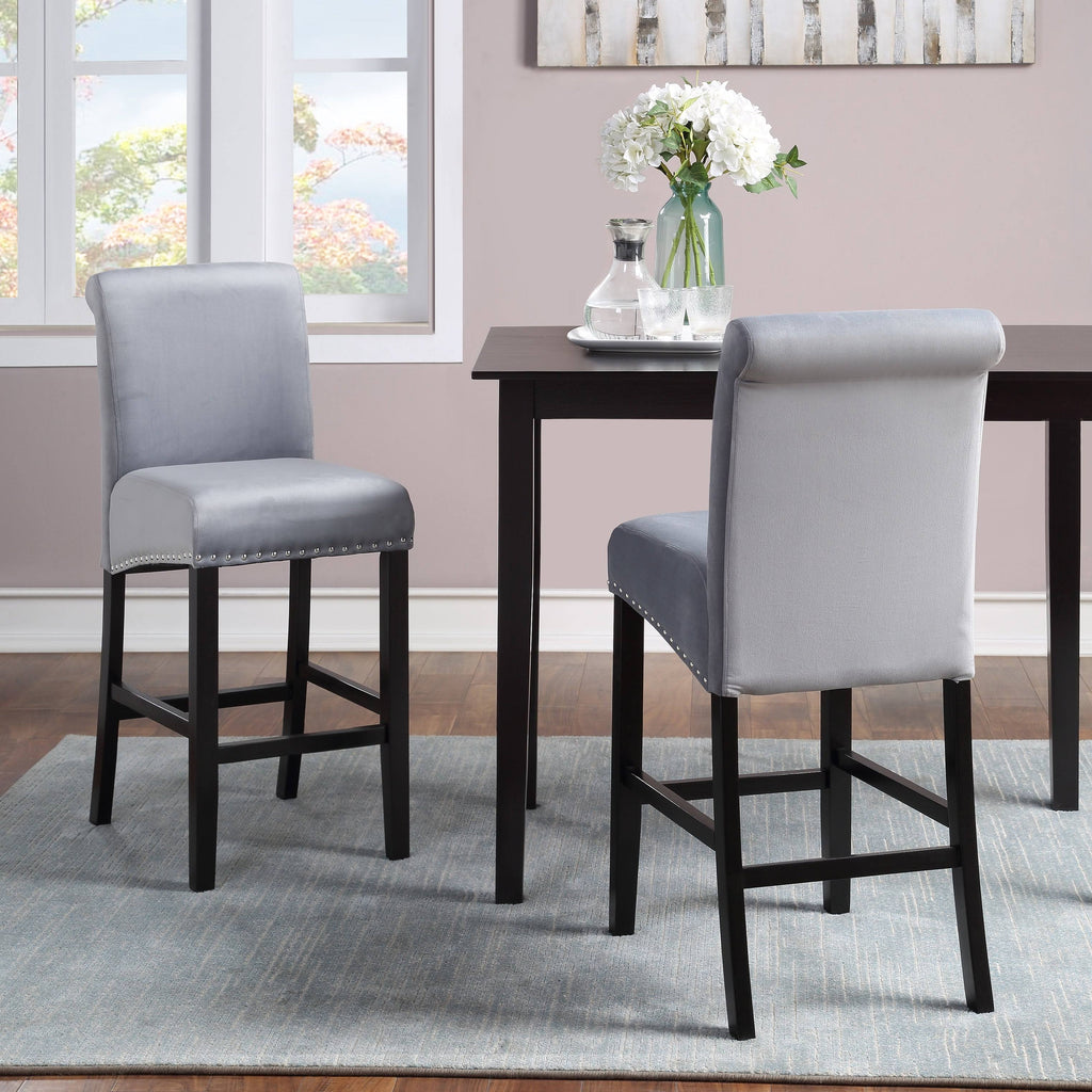 Deep Red Velvet Counter Chair Set of 2 M48279