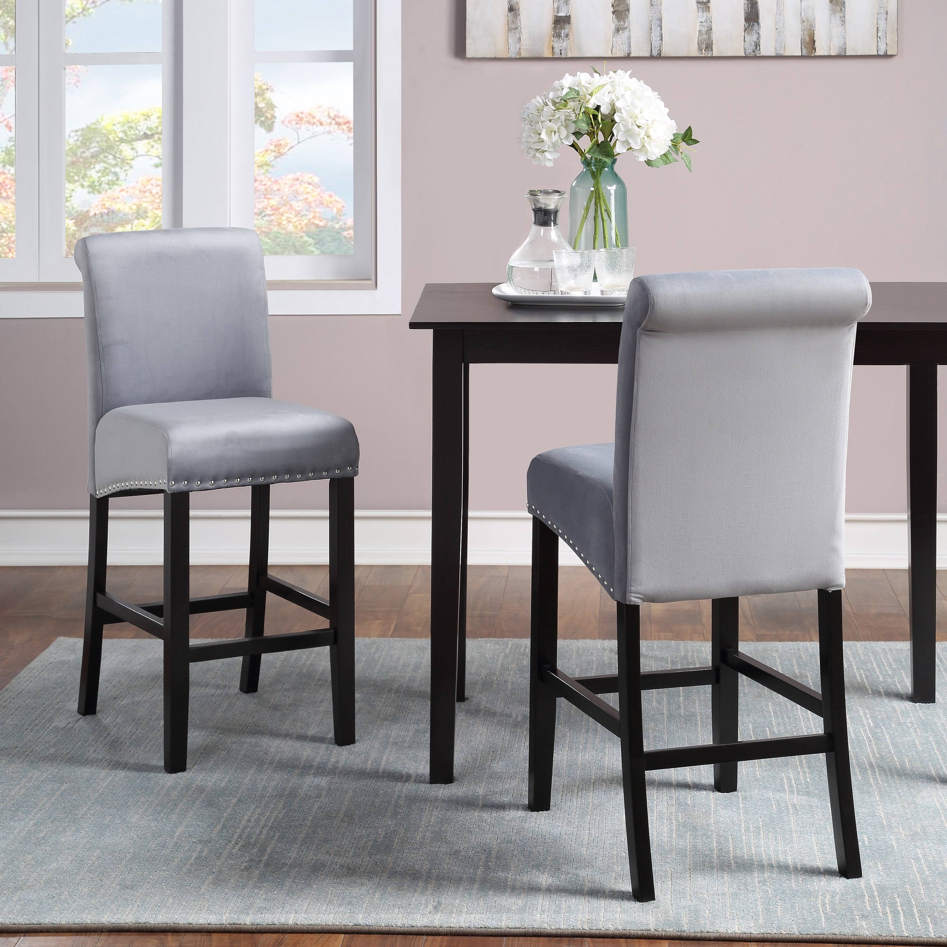 Deep Red Velvet Counter Chair Set of 2 M48279