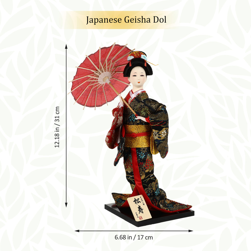 2 Count Japanese Geisha Wooden Doll Figurines Z434581