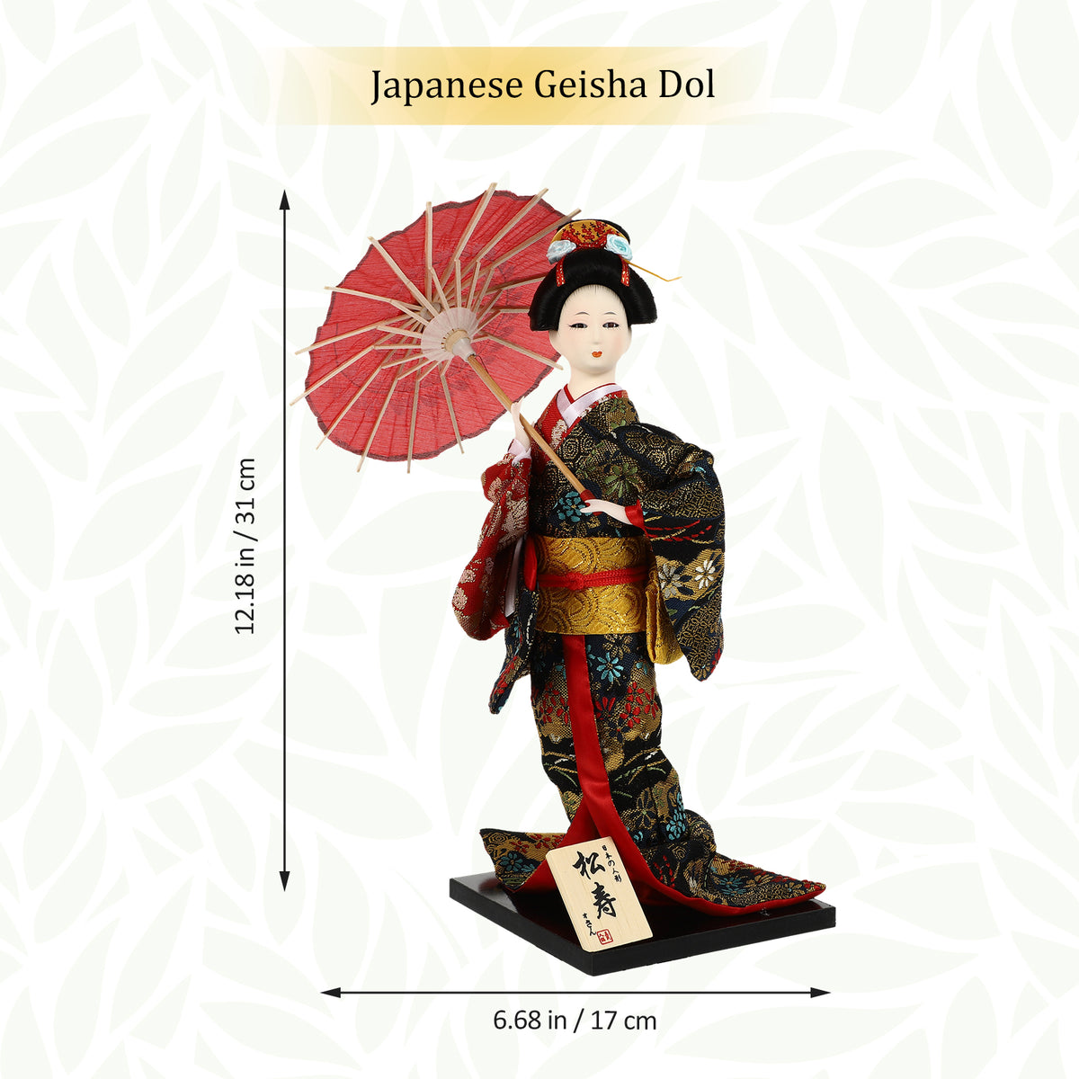 2 Count Japanese Geisha Wooden Doll Figurines Z434581