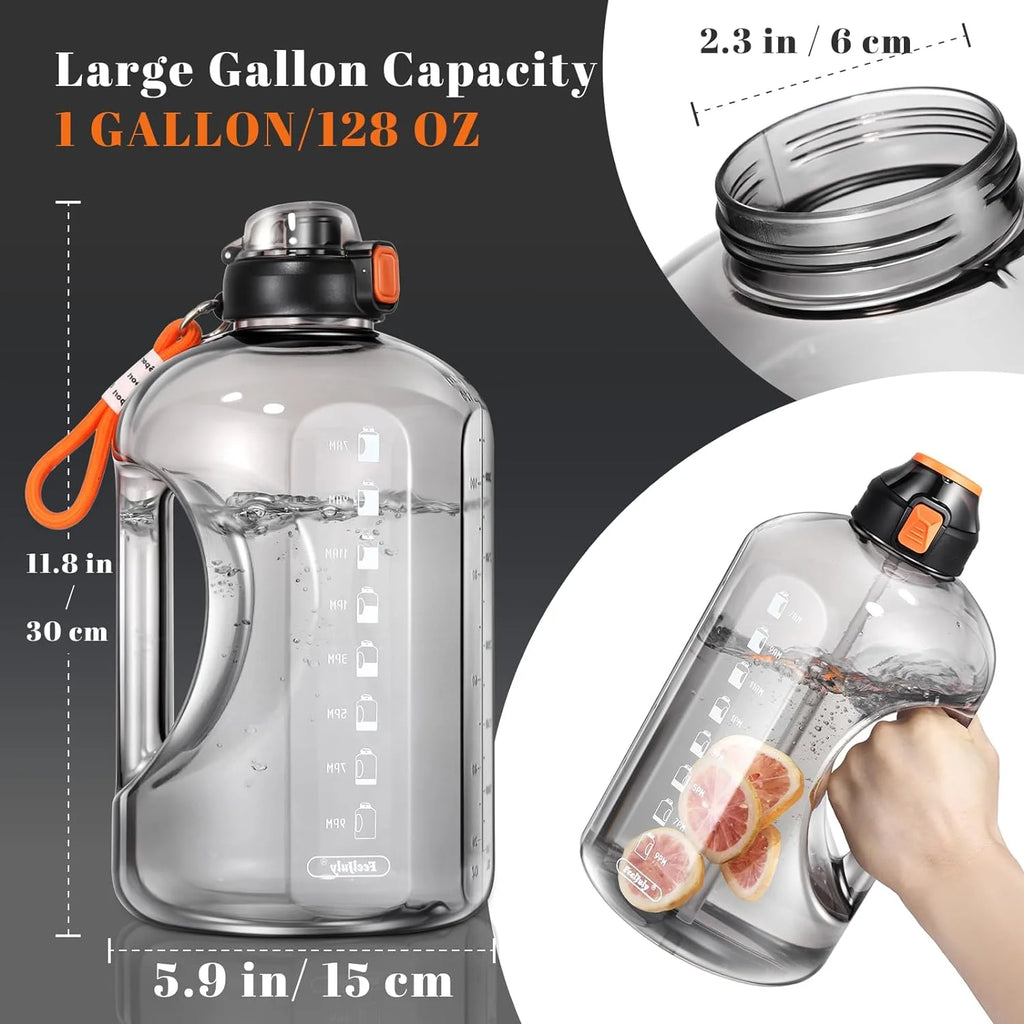 128 oz Reusable Water Bottle with Straw and Handle M6635